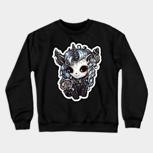 Black eyed Dark Unicorn, Darkicorn gothic anime style Crewneck Sweatshirt